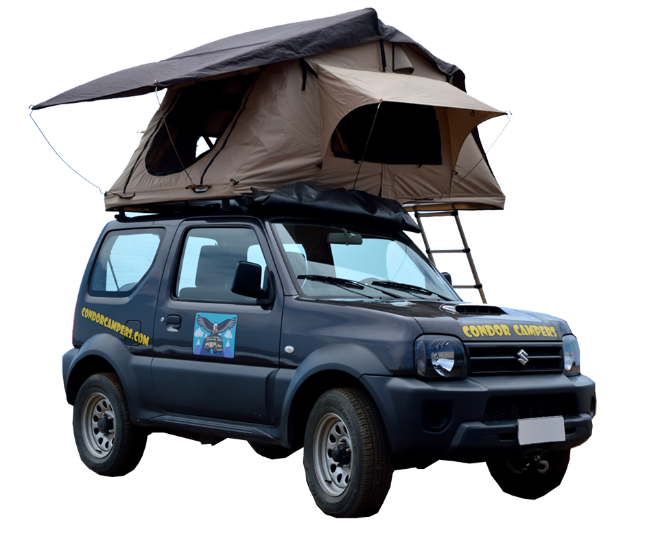 4x4 rental chile , Chile 4wd hire with best rooftop tent in Chile - Condor Campersrs 4x4 Popup Suzuki Jimny with rooftop tent