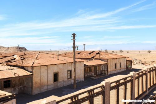 Humberstone Ghost Town, Iquique, Chile. Abandoned buildings all brown from desert dusk.